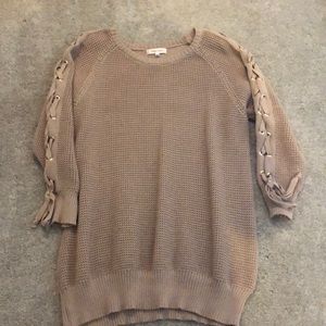Laced sleeve oversized sweater